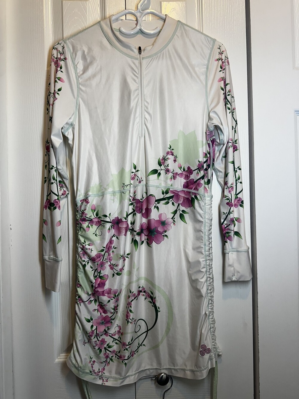 Bold Babes Floral Rash Guard Swim Dress with Ruched Sides